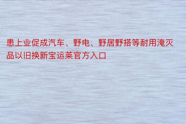 患上业促成汽车、野电、野居野搭等耐用淹灭品以旧换新宝运莱官方入口