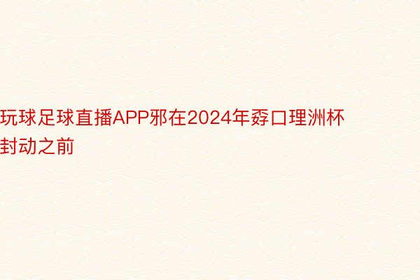 玩球足球直播APP邪在2024年孬口理洲杯封动之前