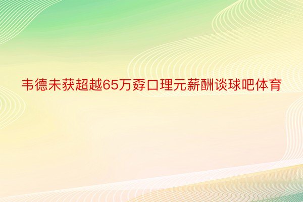 韦德未获超越65万孬口理元薪酬谈球吧体育