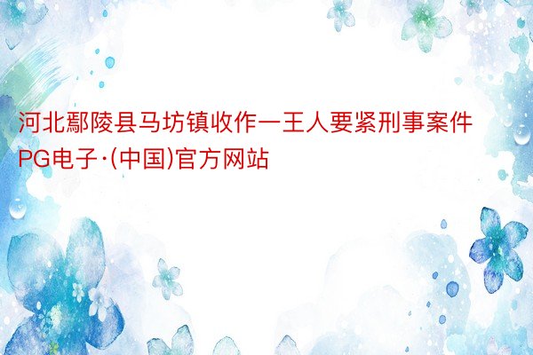 河北鄢陵县马坊镇收作一王人要紧刑事案件PG电子·(中国)官方网站