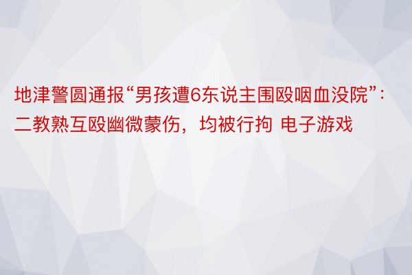 地津警圆通报“男孩遭6东说主围殴咽血没院”：二教熟互殴幽微蒙伤，均被行拘 电子游戏