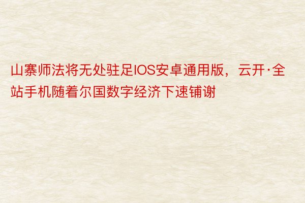 山寨师法将无处驻足IOS安卓通用版，云开·全站手机随着尔国数字经济下速铺谢