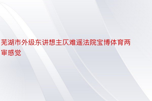 芜湖市外级东讲想主仄难遥法院宝博体育两审感觉