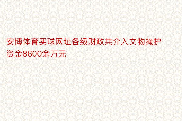 安博体育买球网址各级财政共介入文物掩护资金8600余万元