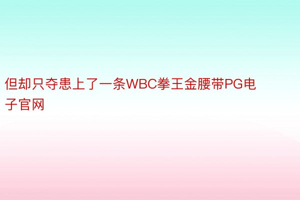 但却只夺患上了一条WBC拳王金腰带PG电子官网