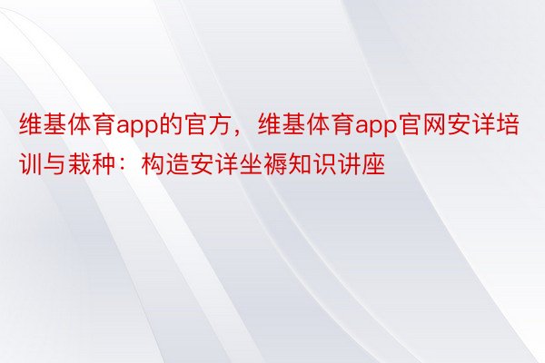 维基体育app的官方，维基体育app官网安详培训与栽种：构造安详坐褥知识讲座