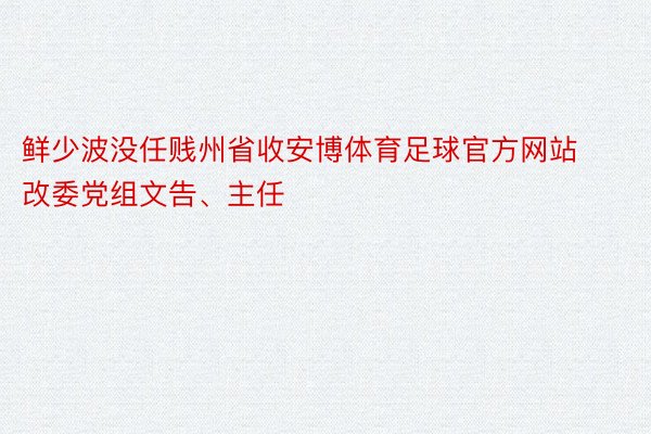 鲜少波没任贱州省收安博体育足球官方网站改委党组文告、主任