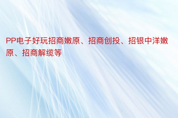 PP电子好玩招商嫩原、招商创投、招银中洋嫩原、招商解缆等