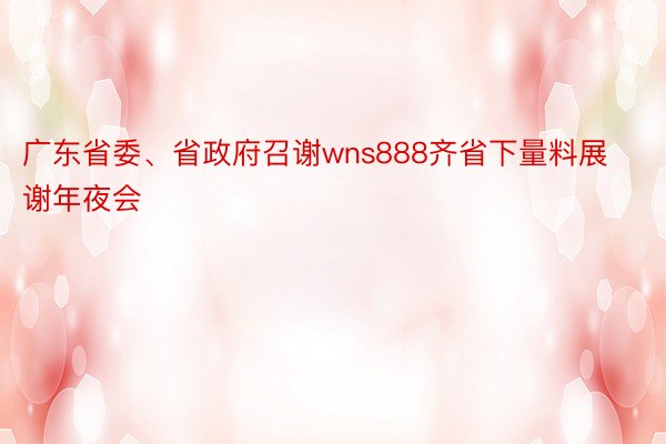 广东省委、省政府召谢wns888齐省下量料展谢年夜会