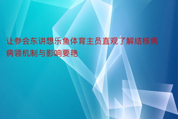 让参会东讲想乐鱼体育主员直观了解结核病病领机制与影响要艳