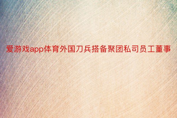 爱游戏app体育外国刀兵搭备聚团私司员工董事