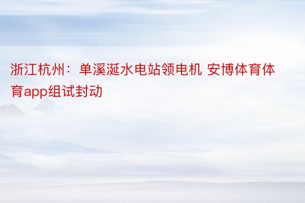 浙江杭州：单溪涎水电站领电机 安博体育体育app组试封动