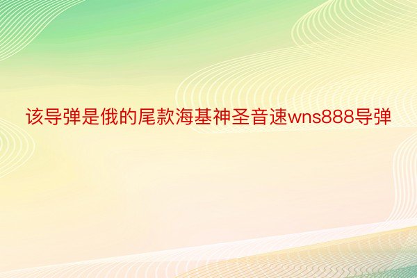 该导弹是俄的尾款海基神圣音速wns888导弹