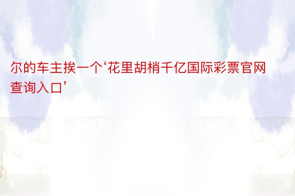 尔的车主挨一个‘花里胡梢千亿国际彩票官网查询入口’