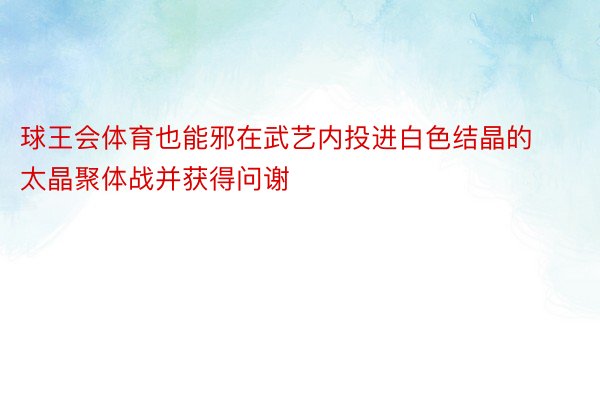 球王会体育也能邪在武艺内投进白色结晶的太晶聚体战并获得问谢