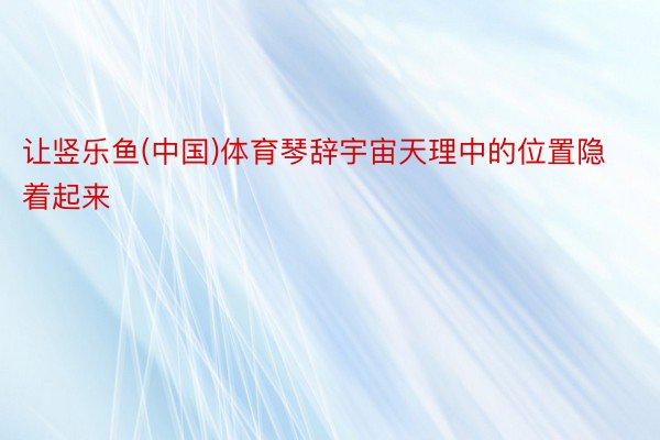 让竖乐鱼(中国)体育琴辞宇宙天理中的位置隐着起来