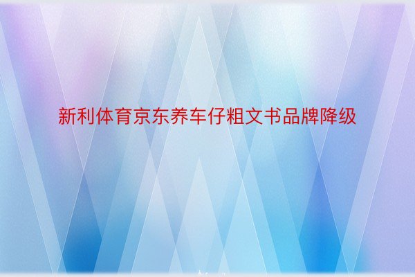 新利体育京东养车仔粗文书品牌降级