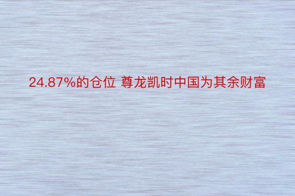 24.87%的仓位 尊龙凯时中国为其余财富