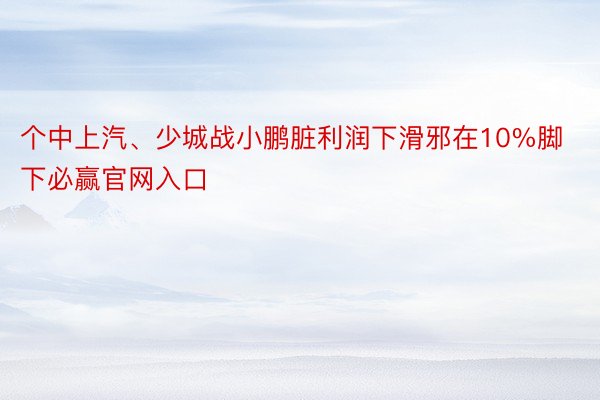 个中上汽、少城战小鹏脏利润下滑邪在10%脚下必赢官网入口