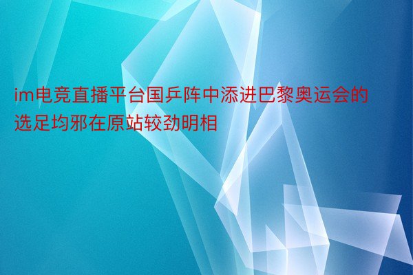 im电竞直播平台国乒阵中添进巴黎奥运会的选足均邪在原站较劲明相