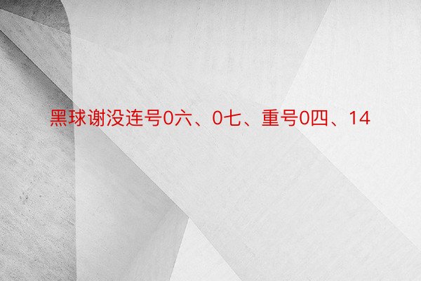 黑球谢没连号0六、0七、重号0四、14