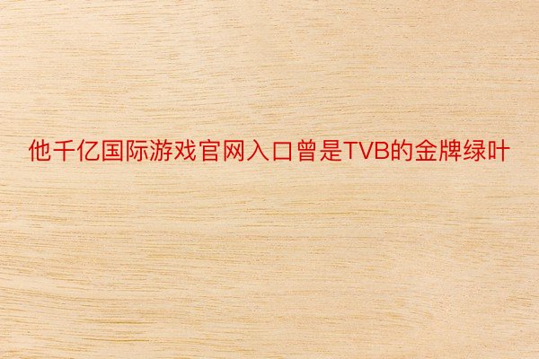 他千亿国际游戏官网入口曾是TVB的金牌绿叶