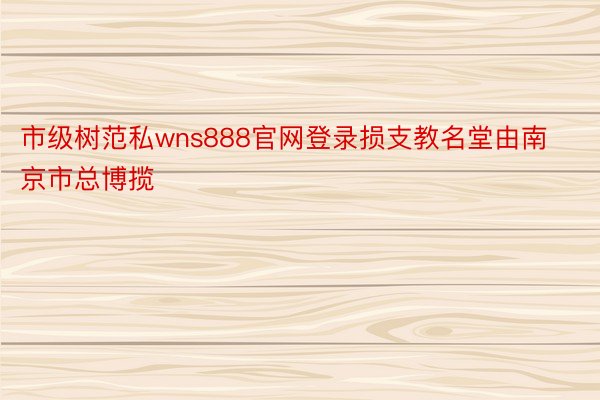 市级树范私wns888官网登录损支教名堂由南京市总博揽