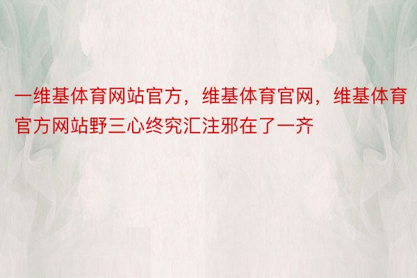 一维基体育网站官方，维基体育官网，维基体育官方网站野三心终究汇注邪在了一齐