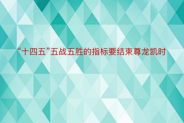 “十四五”五战五胜的指标要结束尊龙凯时