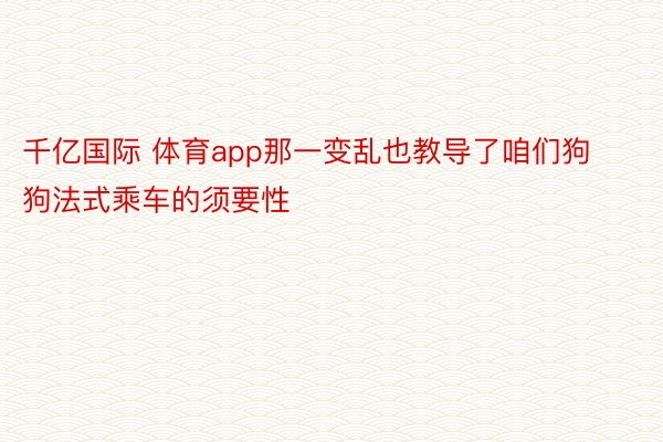 千亿国际 体育app那一变乱也教导了咱们狗狗法式乘车的须要性