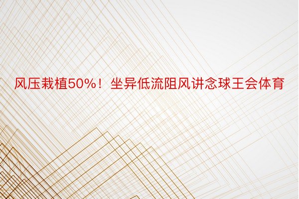 风压栽植50%！坐异低流阻风讲念球王会体育