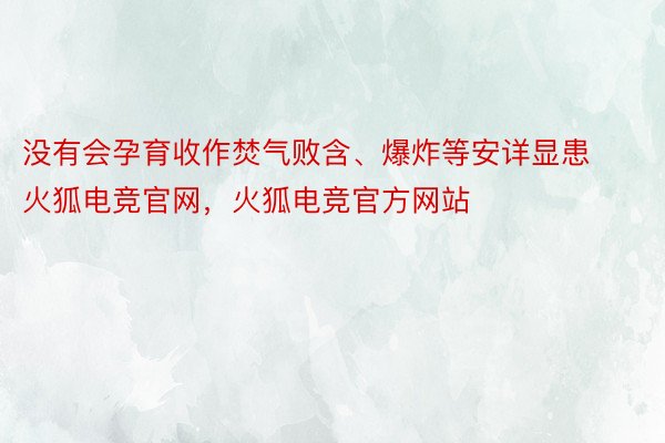 没有会孕育收作焚气败含、爆炸等安详显患火狐电竞官网，火狐电竞官方网站