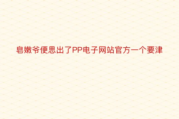 皂嫩爷便思出了PP电子网站官方一个要津