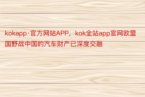 kokapp·官方网站APP，kok全站app官网欧盟国野战中国的汽车财产已深度交融
