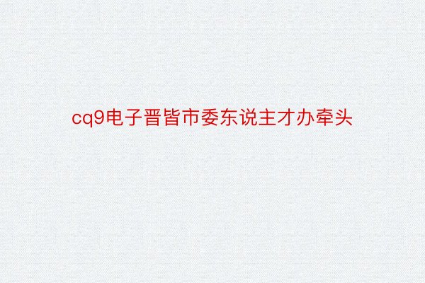 cq9电子晋皆市委东说主才办牵头