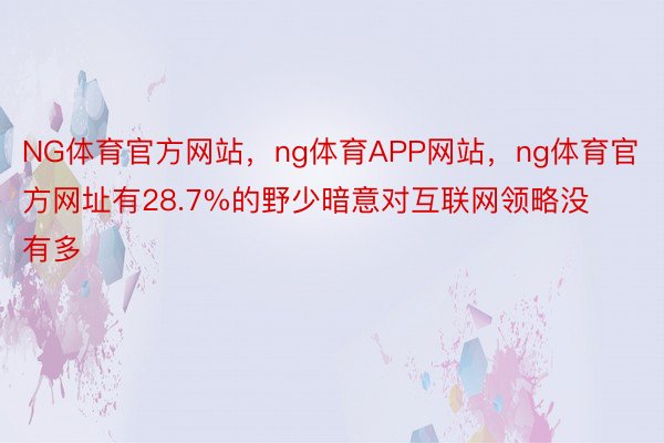 NG体育官方网站，ng体育APP网站，ng体育官方网址有28.7%的野少暗意对互联网领略没有多