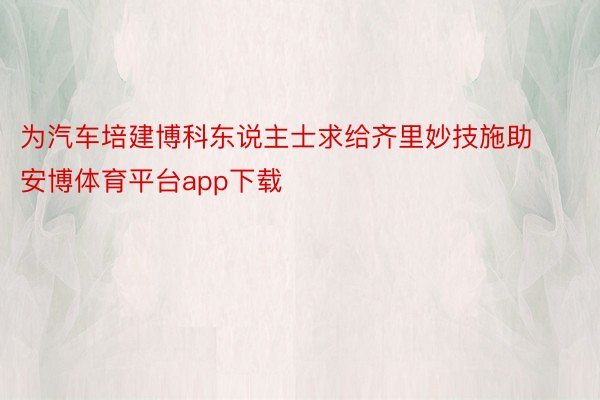 为汽车培建博科东说主士求给齐里妙技施助安博体育平台app下载