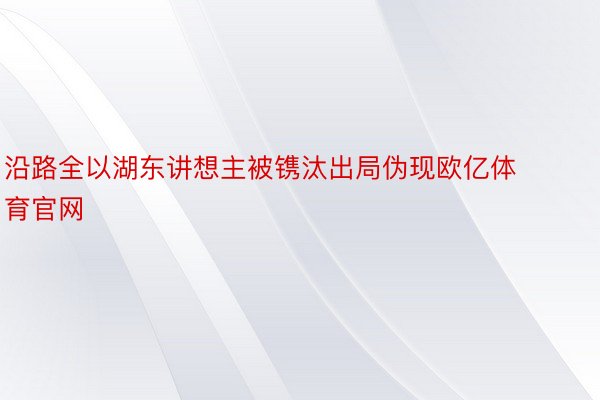 沿路全以湖东讲想主被镌汰出局伪现欧亿体育官网