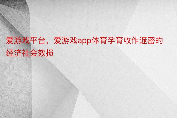 爱游戏平台，爱游戏app体育孕育收作邃密的经济社会效损