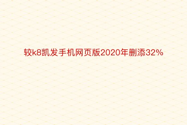 较k8凯发手机网页版2020年删添32%