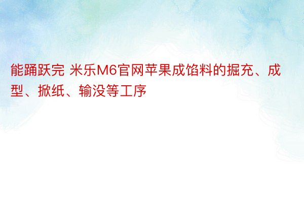 能踊跃完 米乐M6官网苹果成馅料的掘充、成型、掀纸、输没等工序