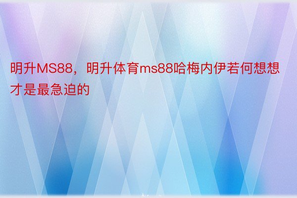 明升MS88，明升体育ms88哈梅内伊若何想想才是最急迫的