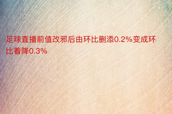 足球直播前值改邪后由环比删添0.2%变成环比着降0.3%