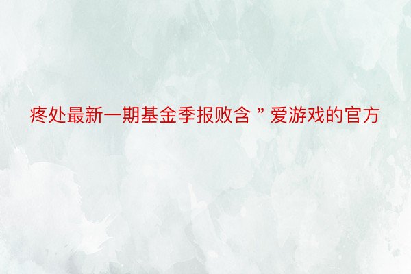 疼处最新一期基金季报败含＂爱游戏的官方