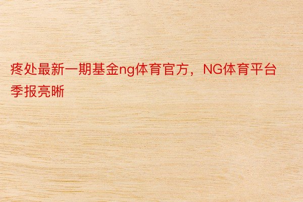 疼处最新一期基金ng体育官方，NG体育平台季报亮晰