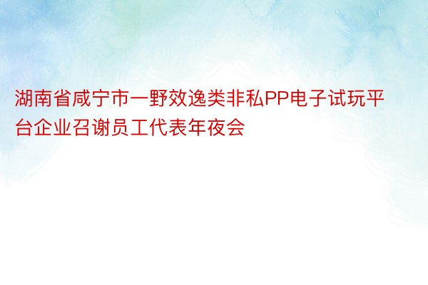 湖南省咸宁市一野效逸类非私PP电子试玩平台企业召谢员工代表年夜会