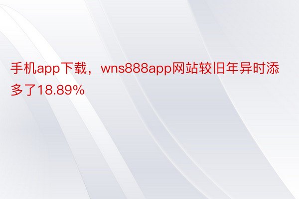 手机app下载，wns888app网站较旧年异时添多了18.89%
