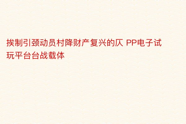 挨制引颈动员村降财产复兴的仄 PP电子试玩平台台战载体