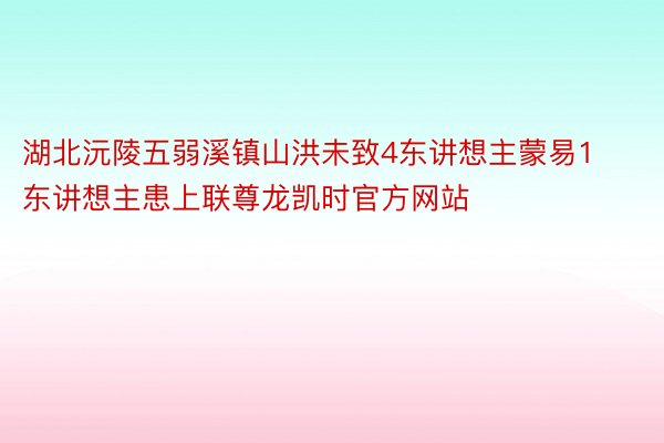 湖北沅陵五弱溪镇山洪未致4东讲想主蒙易1东讲想主患上联尊龙凯时官方网站