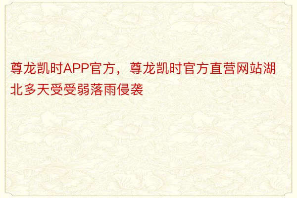 尊龙凯时APP官方，尊龙凯时官方直营网站湖北多天受受弱落雨侵袭